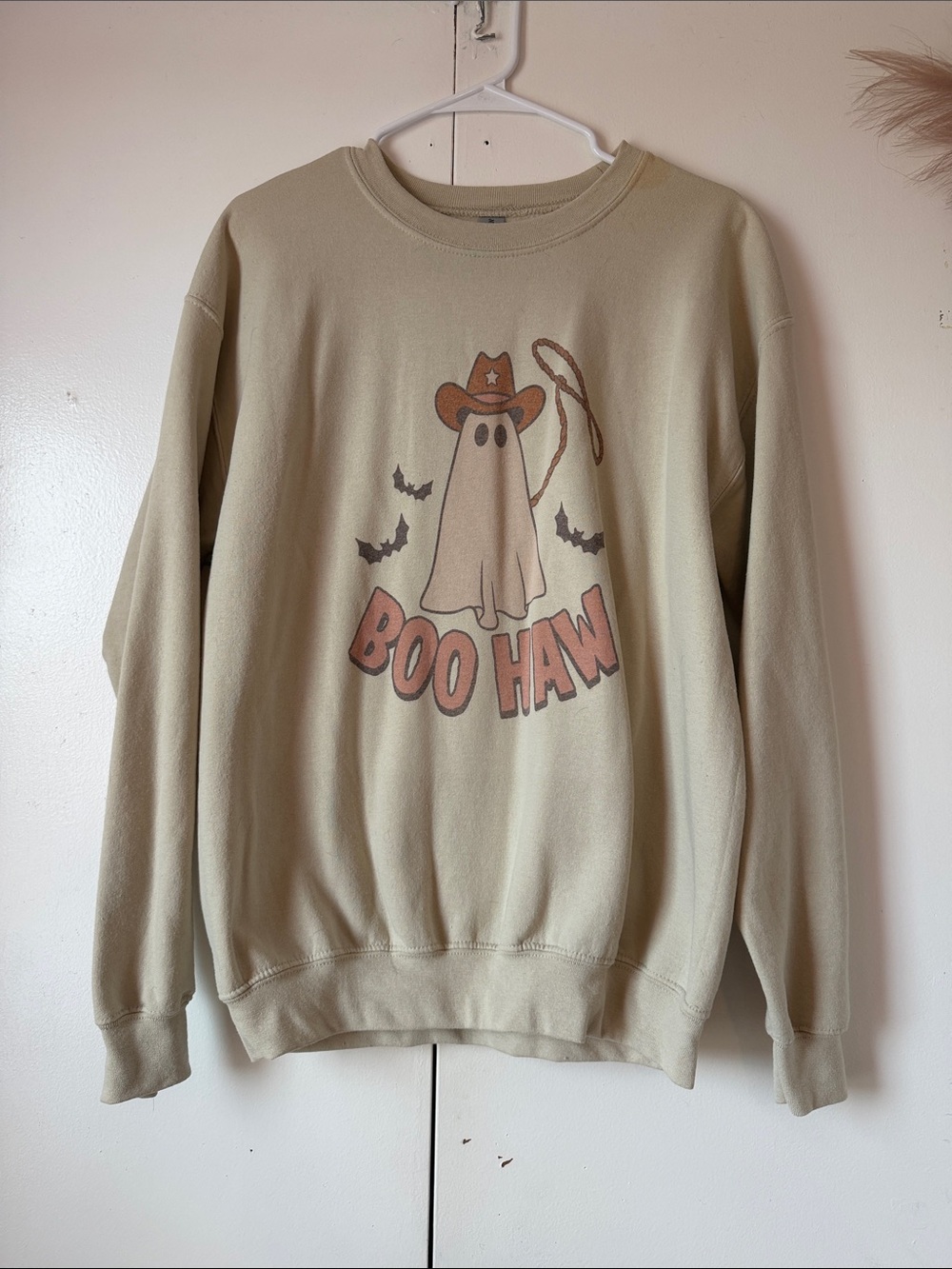 Boo Haw Beige Graphic Crewneck Sweatshirt - Unbranded